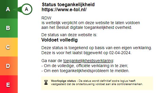 Accessibility label status of e-TOL (A-status). Follow the link for the full accessibility statement.